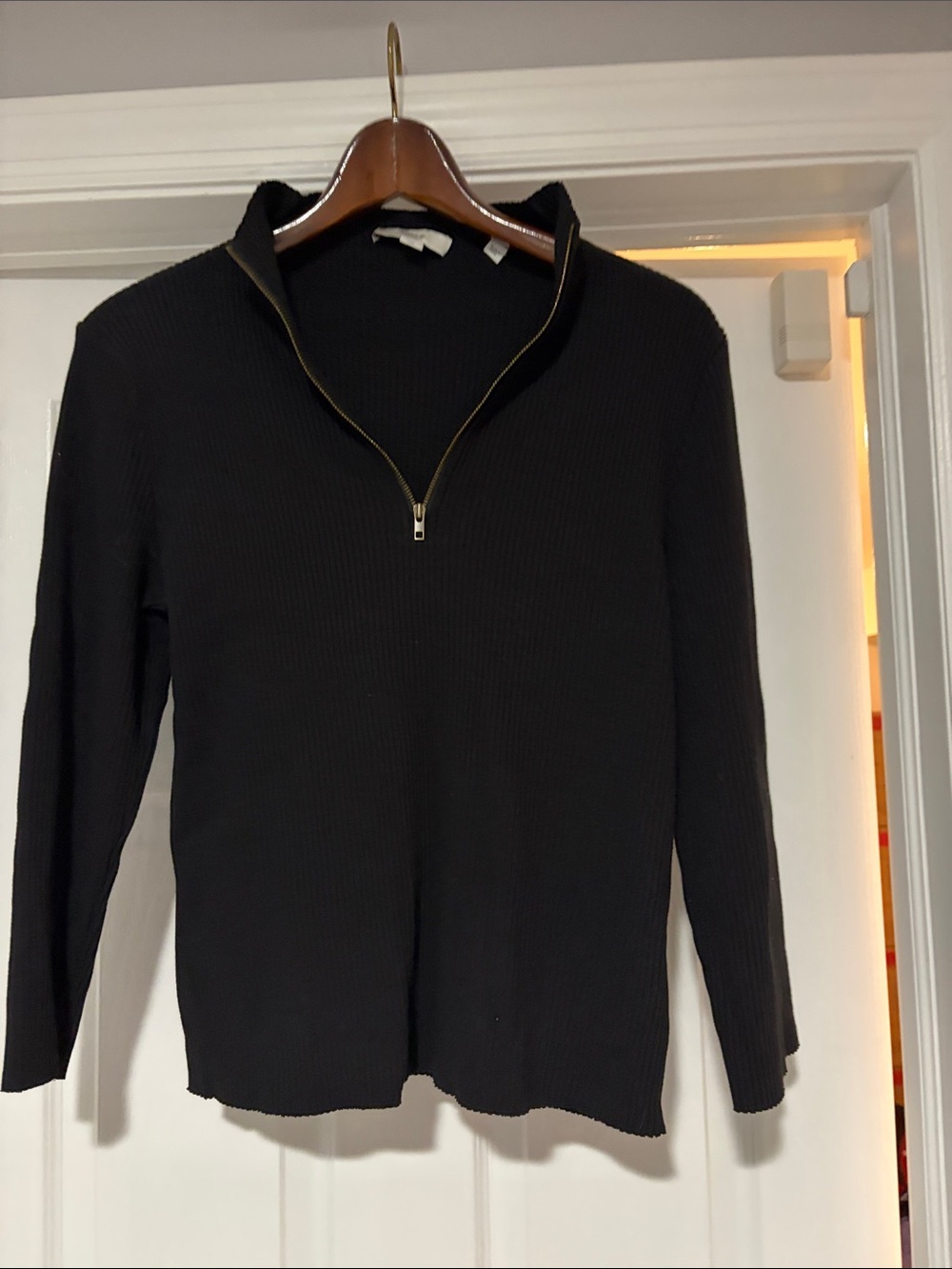 Vince Black V-Neck Half-Zip Sweater